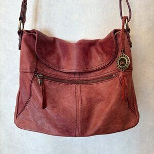 The Sak Soft Leather Crossbody Bag Shoulder Purse Handbag Plum Red Medium